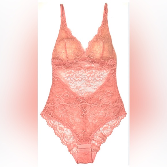 Samantha Chang All Lace Classic Bodysuit in Peachy Pink Size L NWT - Picture 1 of 7